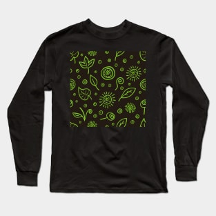 Minimal Colorful Abstract Leaf Pattern Long Sleeve T-Shirt
